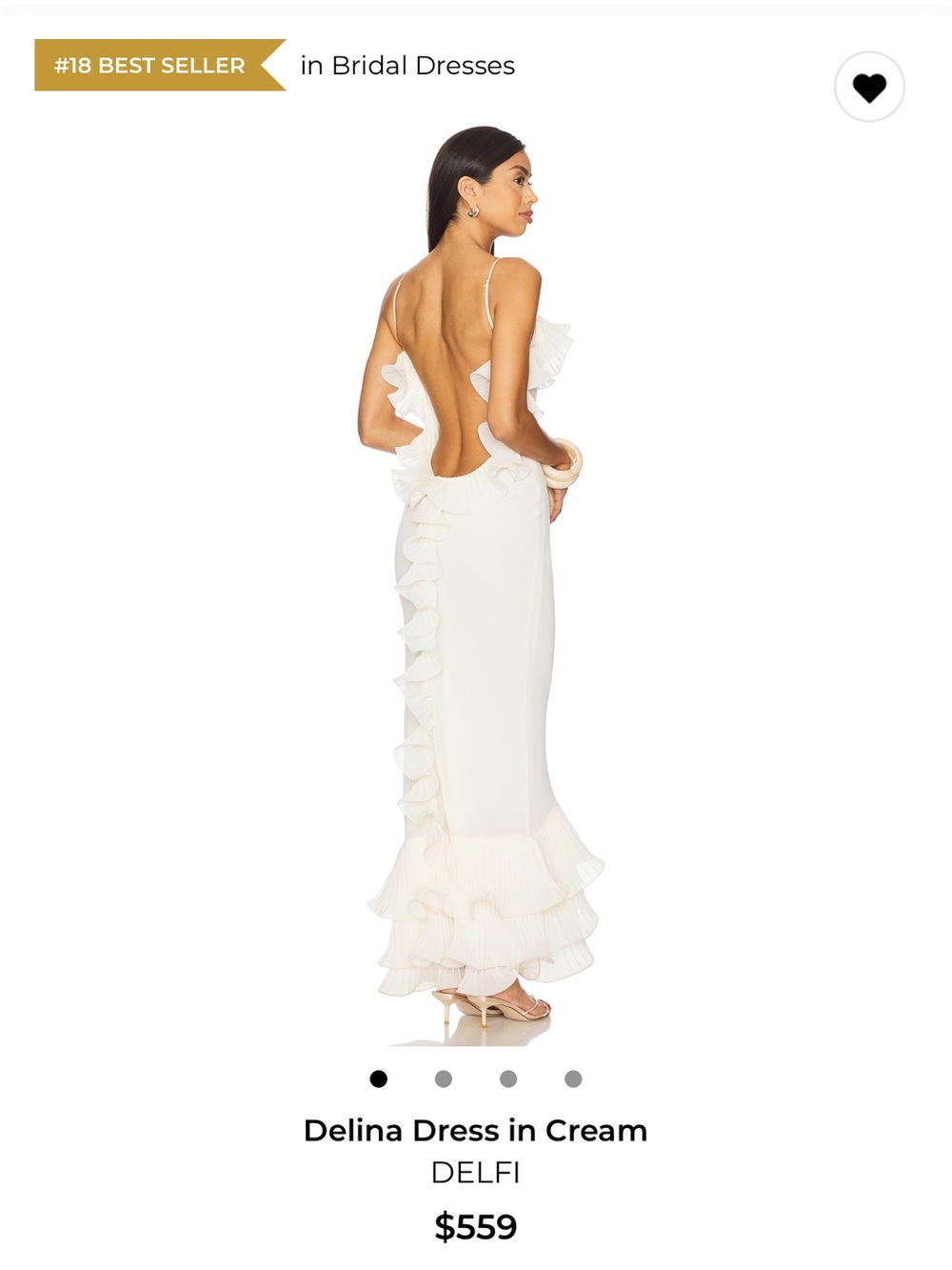 DELFÌ Delina Cream Backless Ruffle Gown - Picture 1 of 5